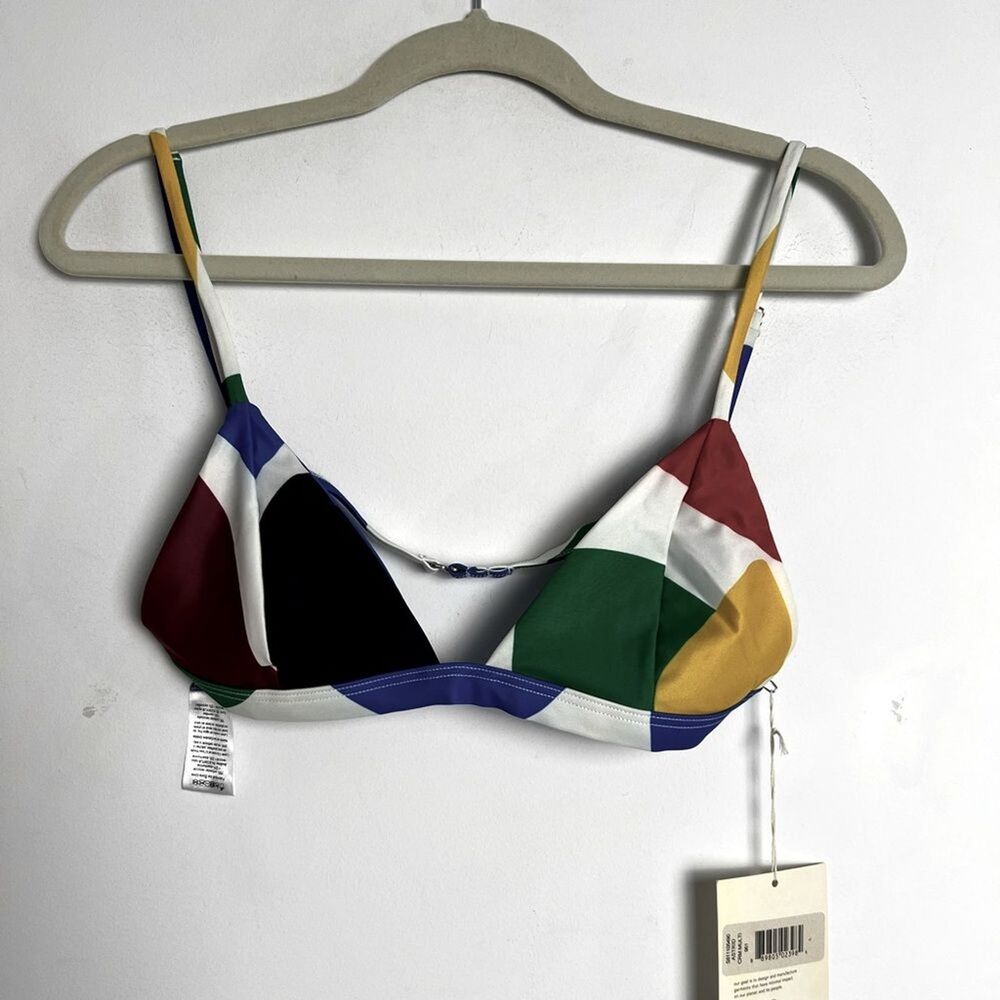 NEW Mara Hoffman Astrid Small Multicolor Colorblock Triangle Bikini Top